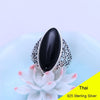 925 Sterling Silver Yellow & Black Chalcedony Ring Women Thai Silver Fine Jewelry Gift Openwork Pattern Finger Ring CH049263