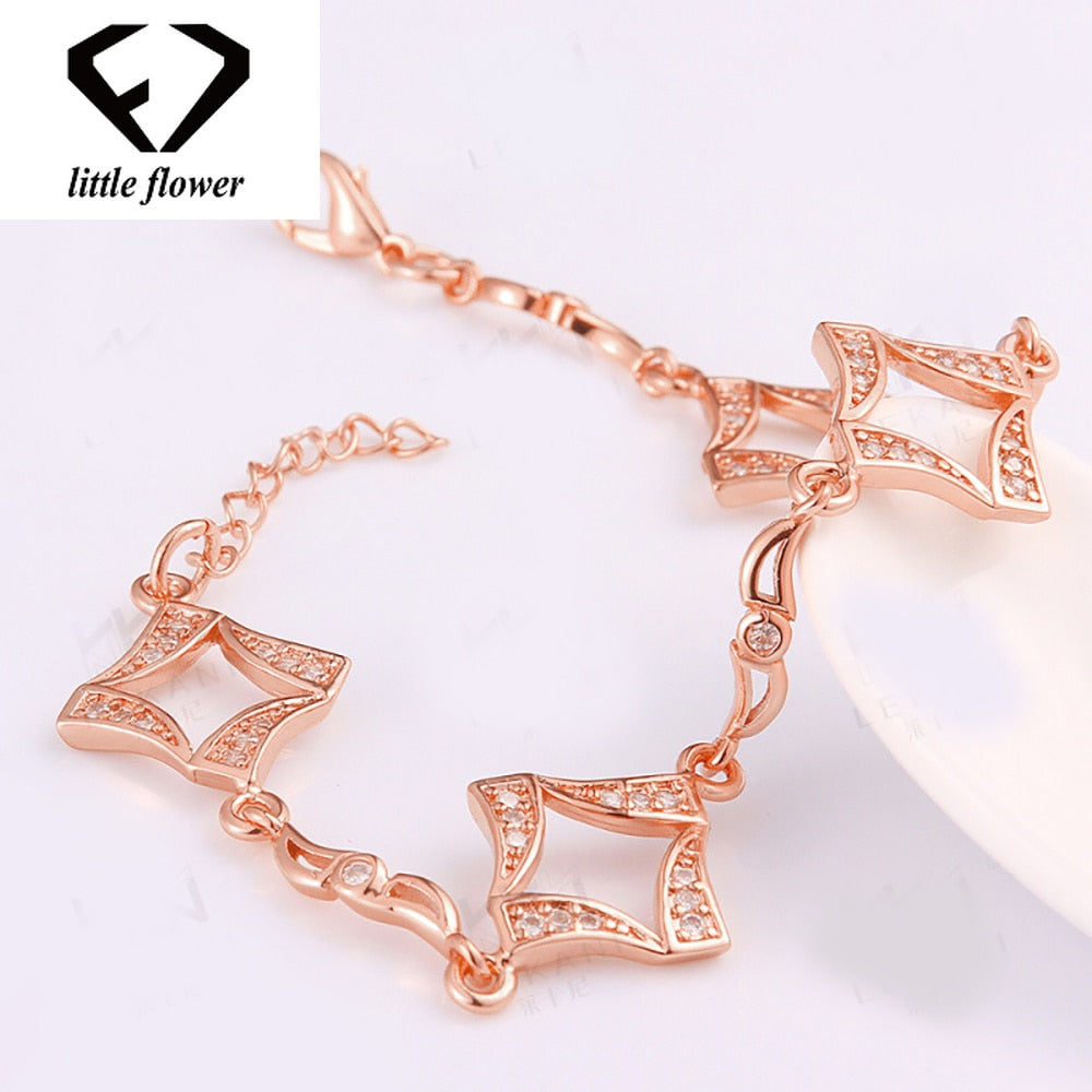 925 Sterling Silver Zircon Diamonds Shine Star Bracelet for Women Fashion Accessories Dating Wild 14K Rose Gold Fine Jewelry
