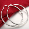 925 Sterling Silver classic 7CM Big circle Wave pattern hoop Earrings for Women party Jewelry Christmas gifts