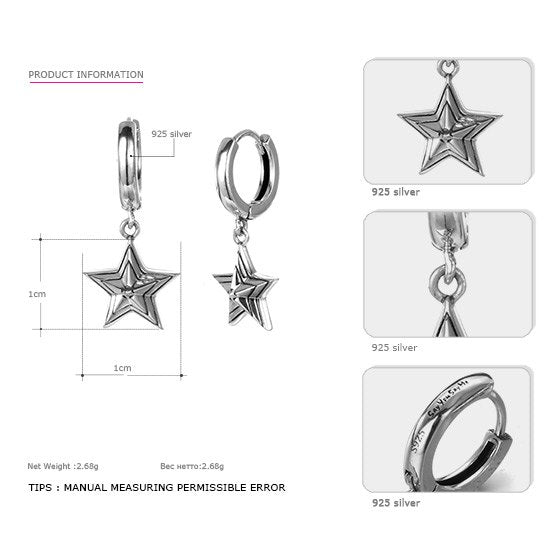 925 Sterling Star Earrings Wholesale Wedding&Engagement Retro Romantic Earrings Best Gifts 2020 New Arrival You Me
