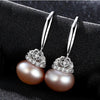 925 Sterling silver natural pearl earrings Crown Drop Earrings Fashion Jewelry 9-9.5mm Gifts for Women Girls Wholesale