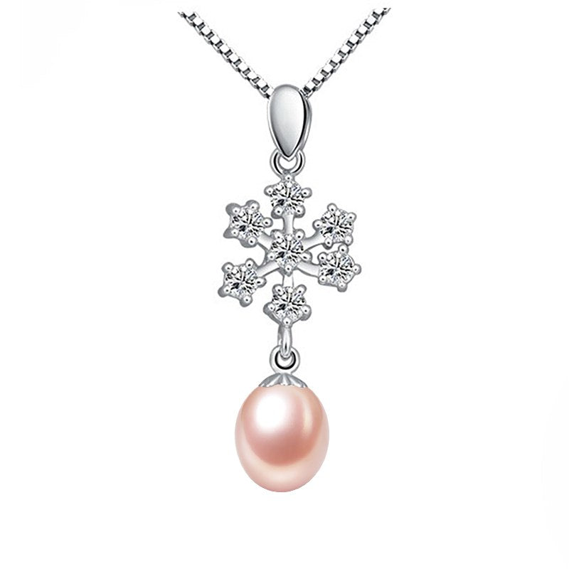 925 Sterling silver pearl pendant snow design charm necklace for women high luster natural pearls fine jewelry best gift 2020