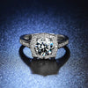 925 Sterling silver shiny Crystal square Rings for women Adjustable size party wedding Accessories Jewelry holiday gifts