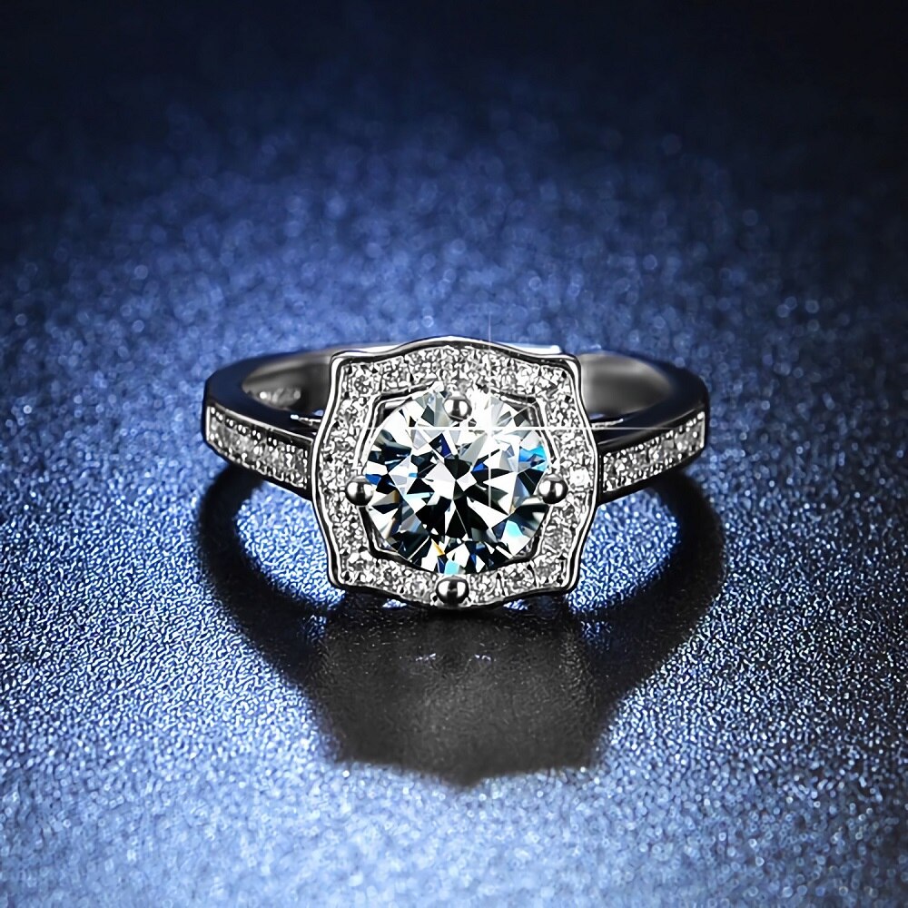 925 Sterling silver shiny Crystal square Rings for women Adjustable size party wedding Accessories Jewelry holiday gifts