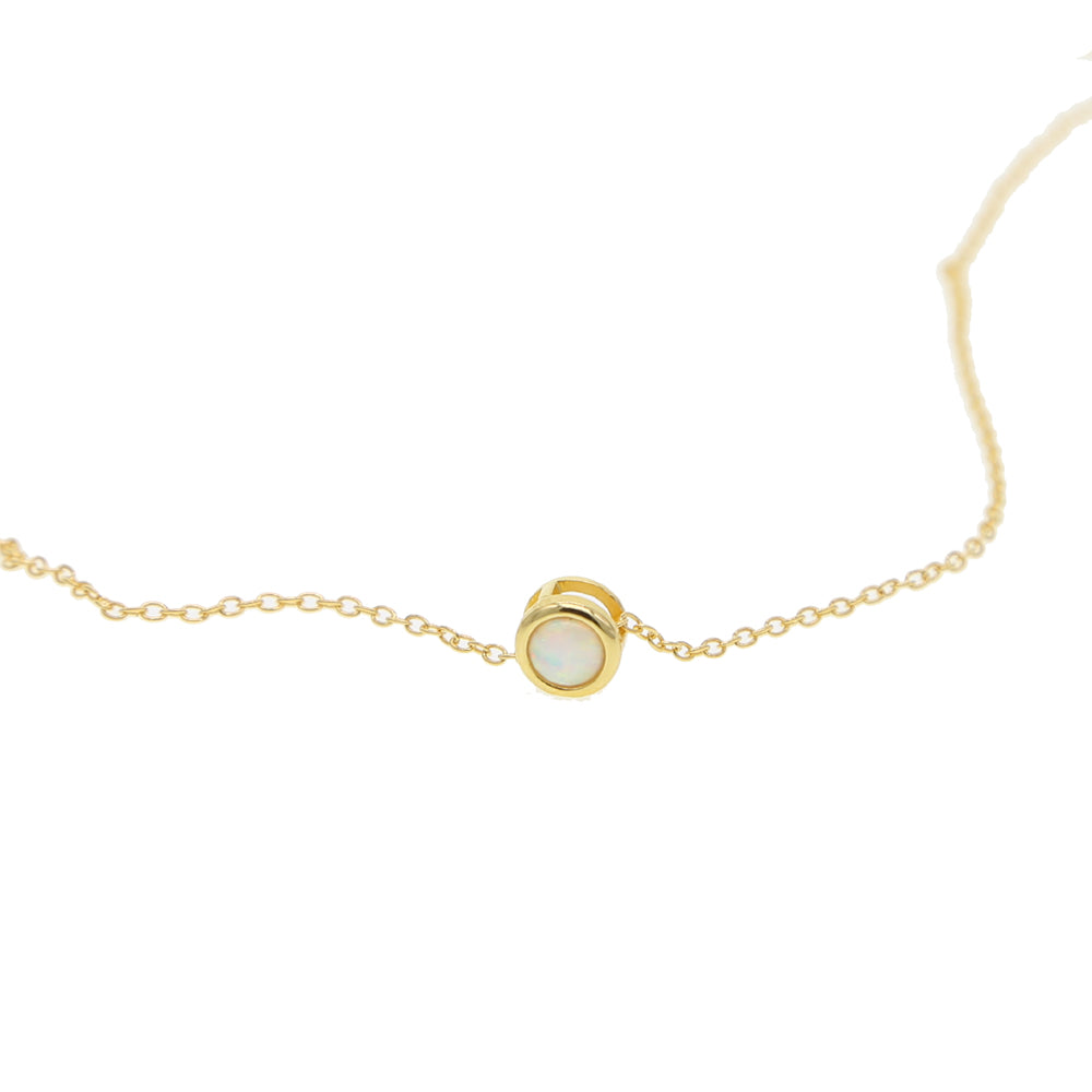 925 Sterling silver single stone bezel opal single stone simple cute women gift elegance lady opal GOLD COLOR dainty necklace