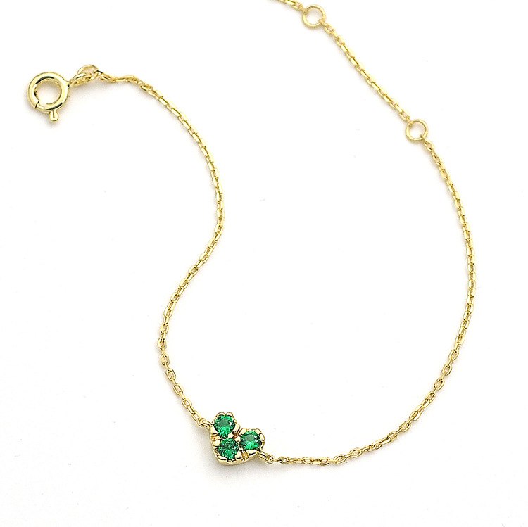 925 pure silver natural crystal light jewelry green corundum Bracelet