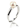 925 silver 7mm round AAA 925silver genuine real natural cultured pearl ring with single pearl fine jewelry design