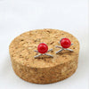 925 silver earrings female Korean personality sweet little red bean bow mother bead ear studs J0318