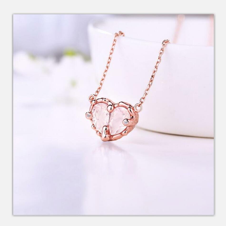 925 silver heart-shaped topaz, Hibiscus stone necklace, a gift for a fashionable new design woman. J001