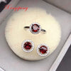 925 silver inlaid 100% natural garnet jewelry suit Ms. Ring earrings fashion gift