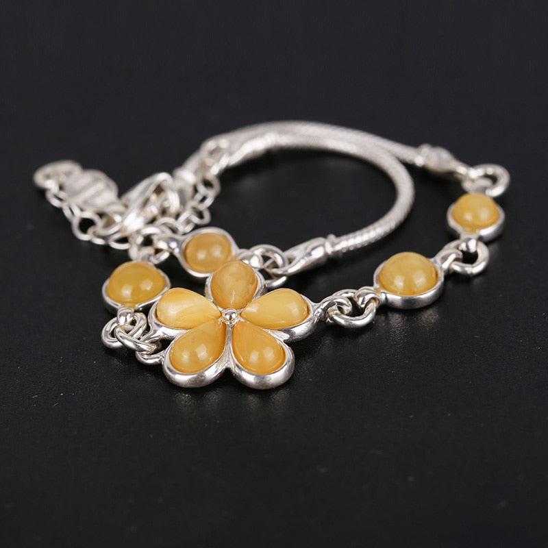 925 silver inlaid Amber Bracelet Fashion Ladies Bracelet Jewelry Polo natural Baltic Amber