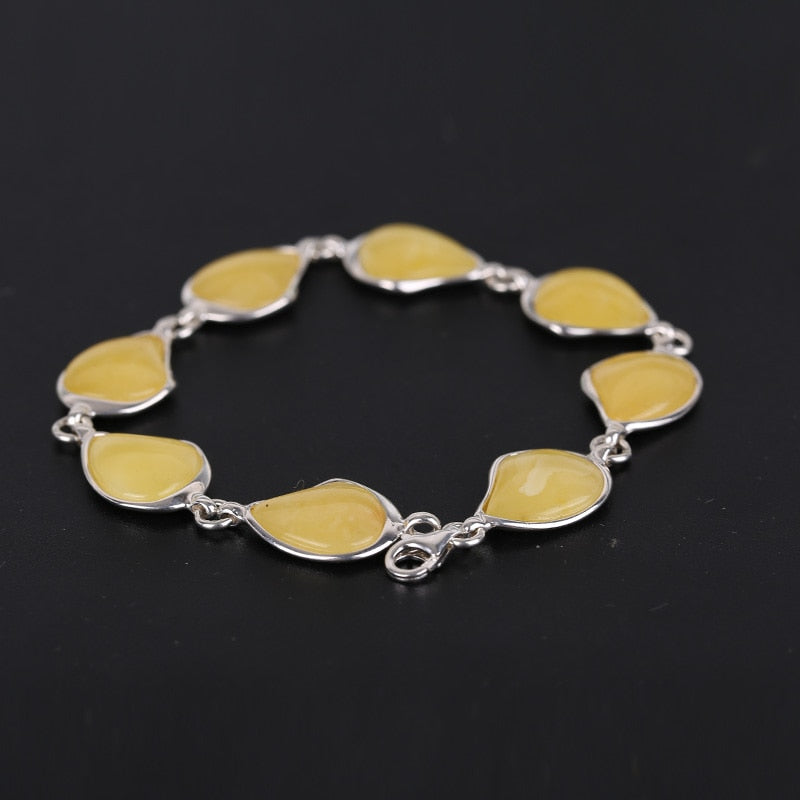 925 silver inlaid natural amber bracelet accessories for fashionable fashion balls