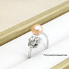 925 silver open flower ring women party gift,Genuine white black gey natural pearl ring