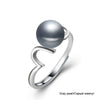 925 silver wave ring women party gift,real white black natural pearl ring wave