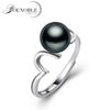 925 silver wave ring women party gift,real white black natural pearl ring wave