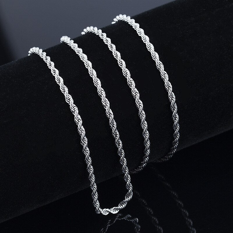 925 stamped silver color 2MM Twist chain Necklace for woman 16-30 Inches designer party wedding accessories jewelry gift