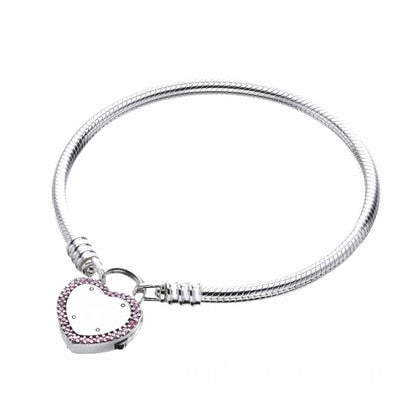 925 standard Sterling Silver Charm pandora Bracelet with heart class 4.3mm Charm Beads for anniversary gift jewelry