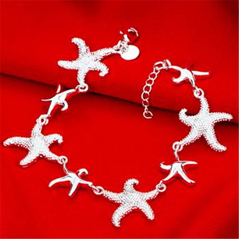 925 sterling Silver charms Frosted starfish Bracelets for Women Wedding Party fine  designer Jewelry Holiday gifts