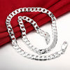 925 sterling Silver color 6M-8MM geometry Chain Bracelet necklace Jewelry set for woman men Party wedding  gift