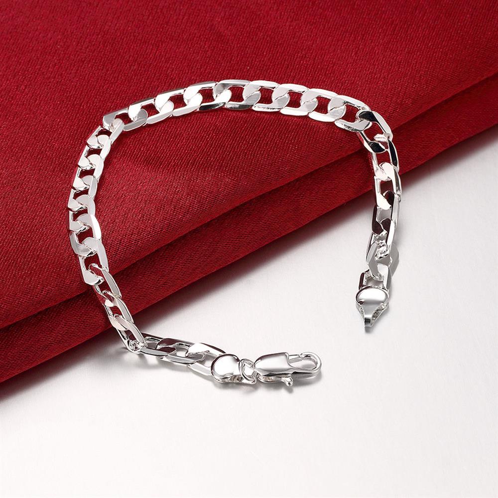 925 sterling Silver color 6M-8MM geometry Chain Bracelet necklace Jewelry set for woman men Party wedding  gift