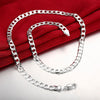 925 sterling Silver color 6M-8MM geometry Chain Bracelet necklace Jewelry set for woman men Party wedding  gift