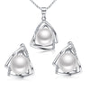 925 sterling Silver jewelry set include pearl necklace and English lock earring tz09044epset for women girls mother