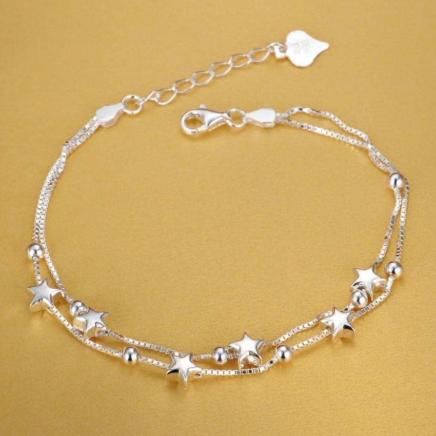 925 sterling silver Beautiful stars Bracelets for women korean designer party Wedding Jewelry Holiday gifts