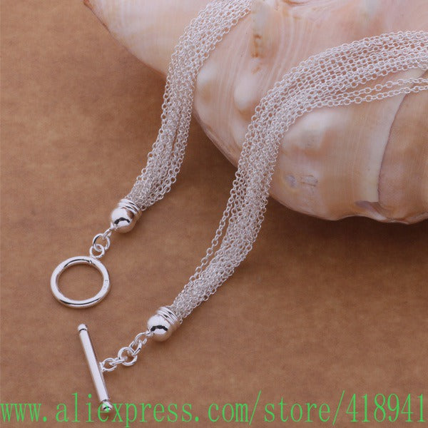 925 sterling silver Necklace, 925 silver fashion jewelry Multi-line fine chain necklace /eqqanhxa brsakiza AN543