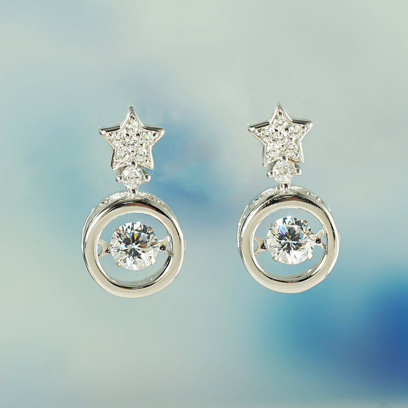 925 sterling silver Pentagram-star AAA zircon stud earrings smart Series beating heart design earrings for women charms jewelry