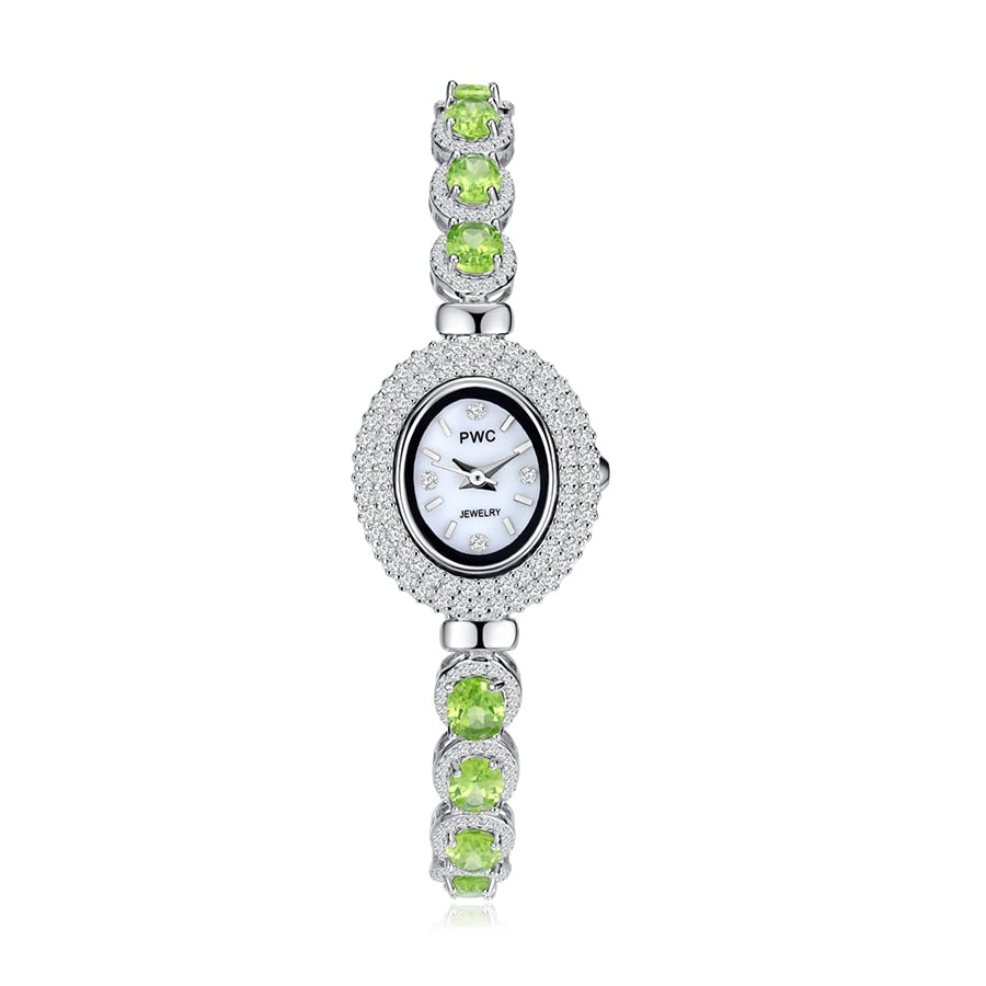 925 sterling silver Peridot watch women's fashion jewelry girlfriend wife of mother's d holid gift valentine's day