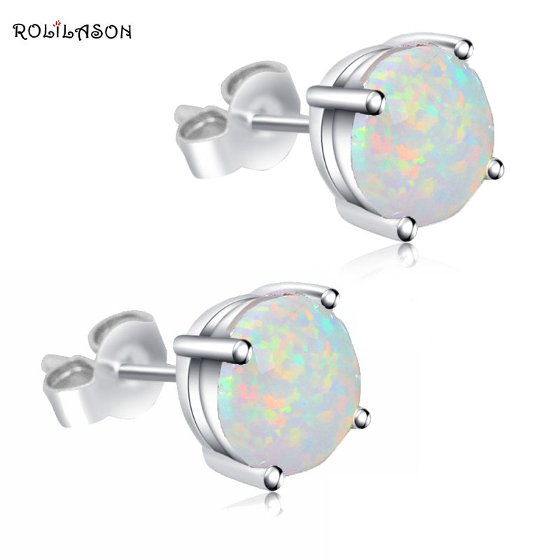 925 sterling silver Simple style white fire Opal silver earrings anniversary jewelry fashion jewelry SE28