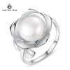 925 sterling silver adjustable flowers ring Pearl Ringbig Size 10mm AAAA Natural Pearl Jewelry Gifts Wholesale