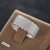 925 sterling silver beautiful Woven Mesh pendant necklace earrings bangle rings for women wedding engagement jewelry set