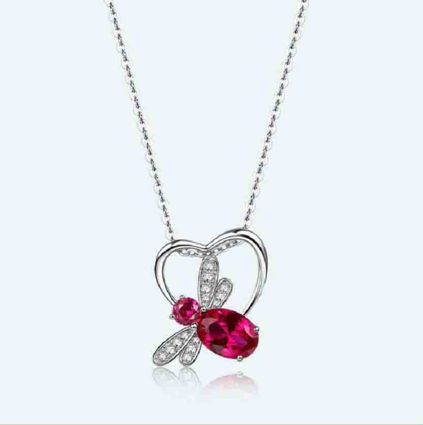 925 sterling silver bee love zircon Korean necklace female J0271