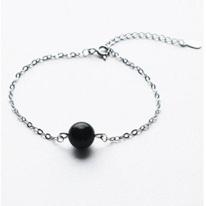 925 sterling silver black agate bracelet personality female fashion versatile bracelet FB010
