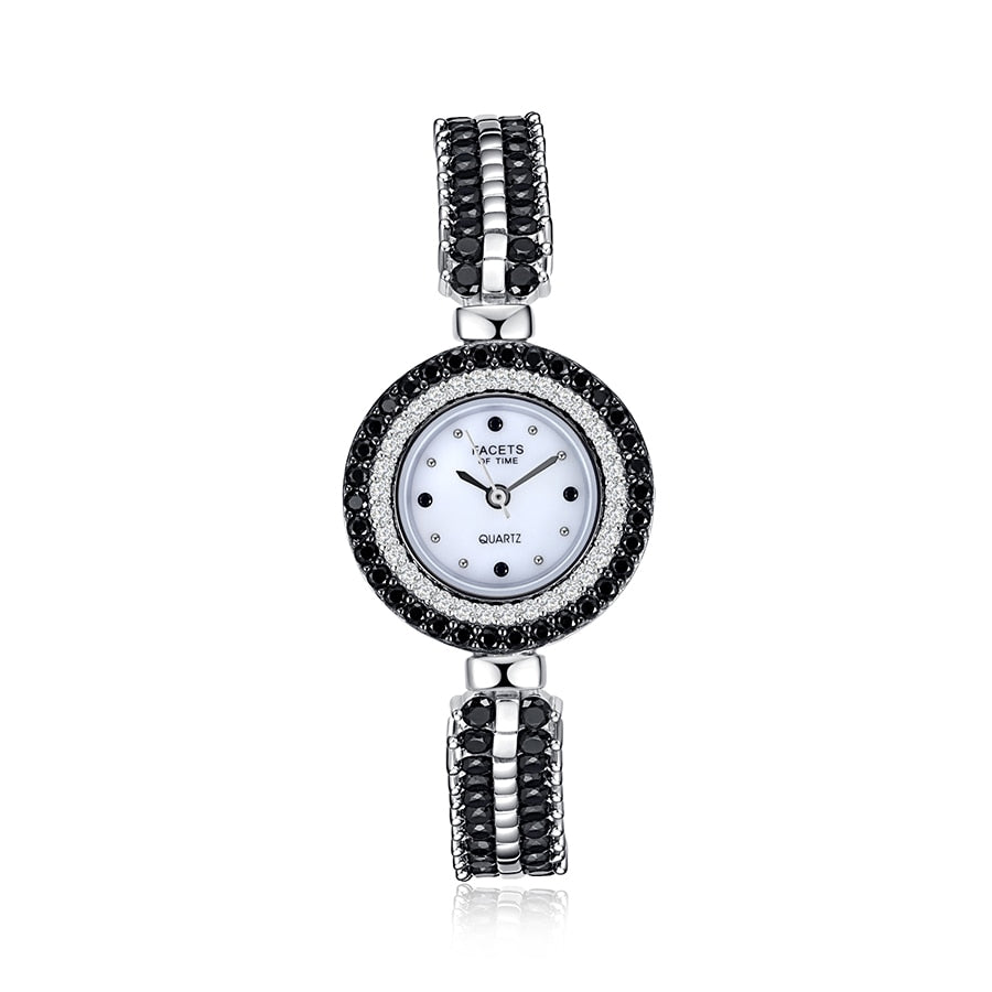 925 sterling silver black spinel bracelet watch women good jewelry girlfriend or wife of mother's d gift