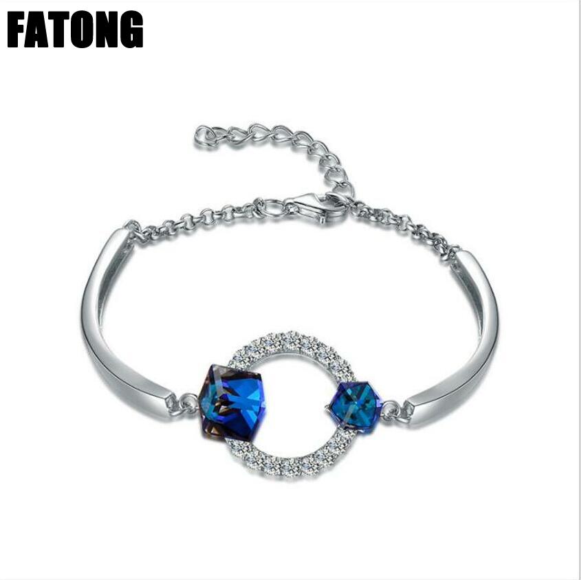 925 sterling silver bracelet female natural change blue crystal bracelet Korean fashion J0200