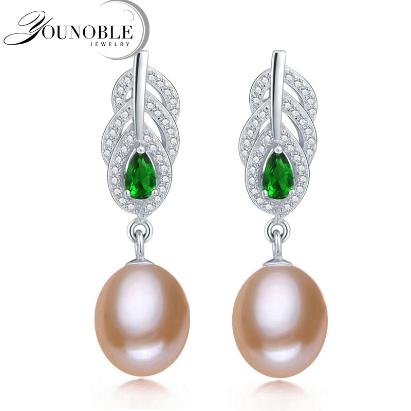 925 sterling silver bridal earrings women,beautiful return gift real natural pearl earrings