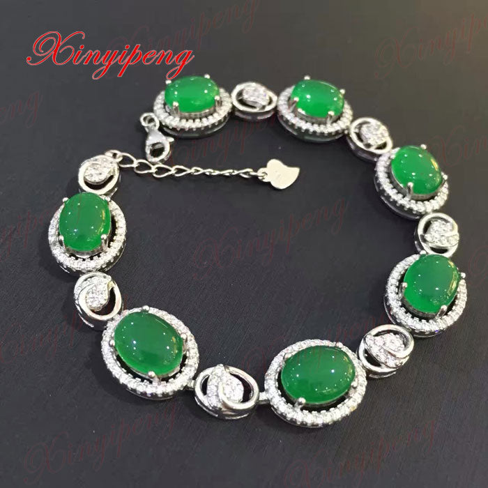 925 sterling silver chalcedony bracelet women with Luxury and generous A wedding gift