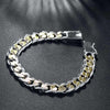 925 sterling silver classic 10MM chain Square buckle gold Bracelet for women man Wedding party gifts temperament Jewelry