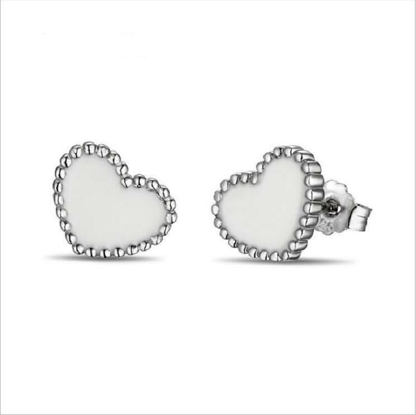 925 sterling silver cute heart-shaped black and white earrings fashion jewelry female. J0184