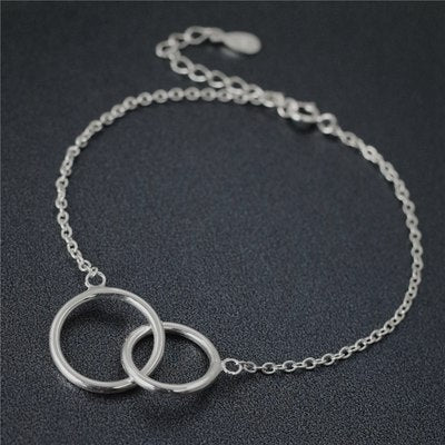 925 sterling silver double circles braceles silver fashion wild two circles charm bracelets for women 925 silver jewelry gift