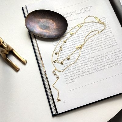 925 sterling silver double layer star necklace gold fashion wild mosaic zircon star pendant necklace for women charms jewelry