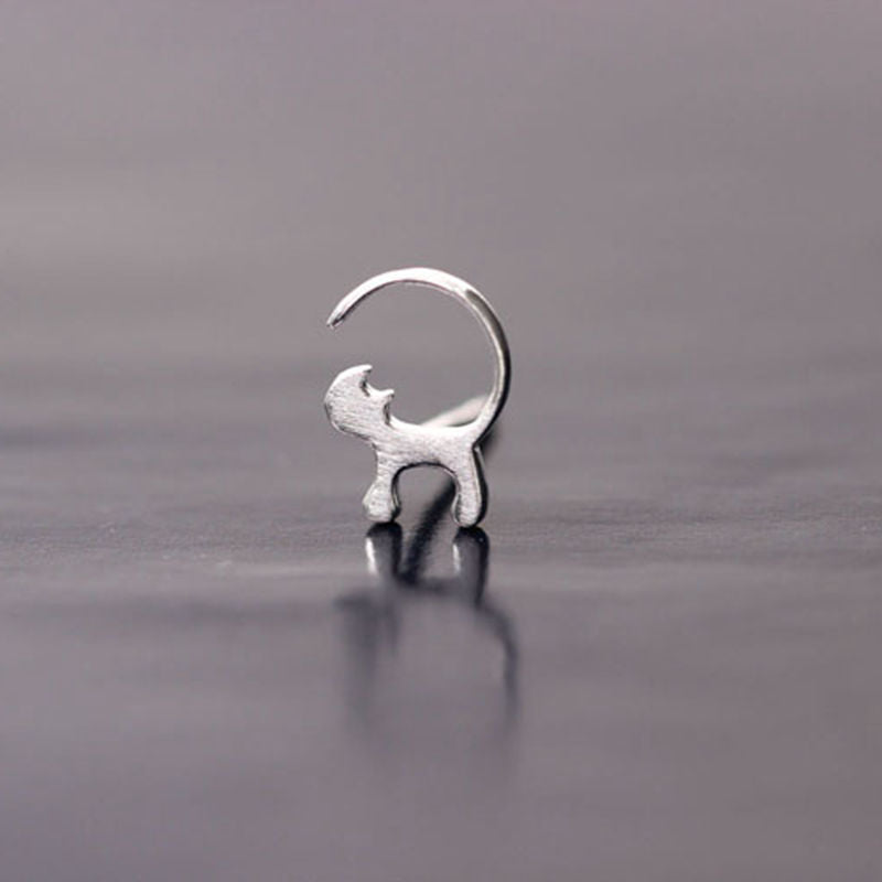 925 sterling silver earrings cute cat earrings female simple hypoallergenic curious cat earrings sterling silver kitten