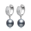 925 sterling silver earrings for women,anniversary gift black natural pearl circle bride earrings