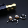 925 sterling silver earrings for women,anniversary gift black natural pearl circle bride earrings