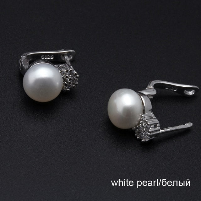 925 sterling silver earrings with pearl,real black natural earrings pearl women,clip on earrings