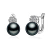925 sterling silver earrings with pearl,real black natural earrings pearl women,clip on earrings