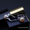 925 sterling silver earrings with pearl,real black natural earrings pearl women,clip on earrings