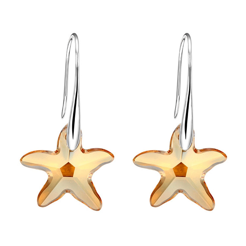 925 sterling silver element crystal star drop earrings pure fashion design charm earrings for women jewelry gift